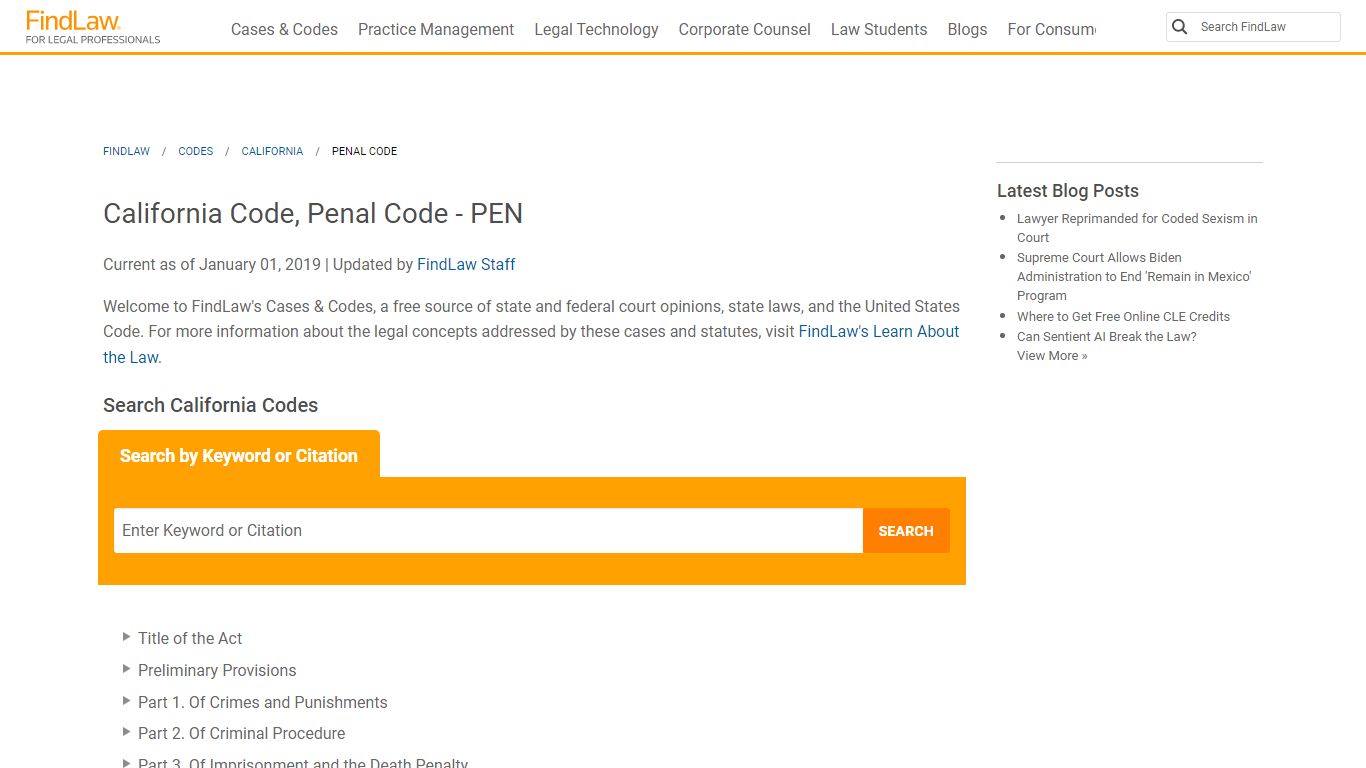 California Code, Penal Code - PEN | FindLaw